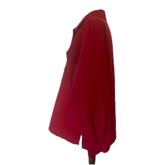 Talbots Red Quilted Lined Shirt Jacket Shacket Womens Sz M Barn Chore Colorful V - Picture 4 of 15